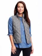 Old Navy Textured Quilted Vest For Women - Charcoal Herringbone