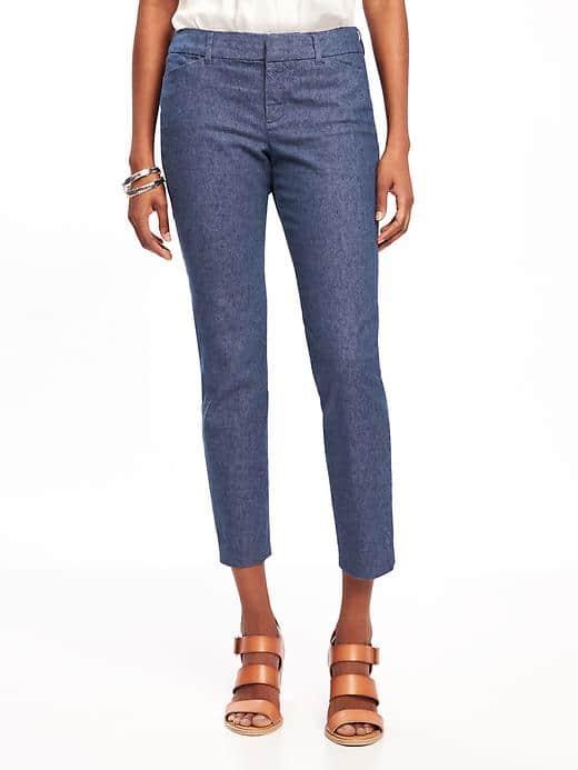 Old Navy Mid Rise Linen Blend Pixie Pants For Women - Night Flight