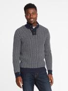 Old Navy Mens Buttoned Mock-neck Sweater For Men In The Navy Size L