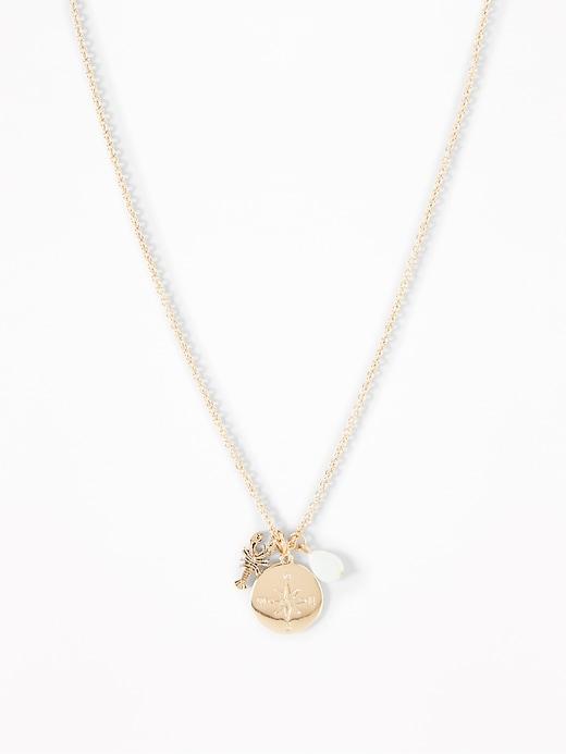 Beaded Disk Pendant Necklace For Women