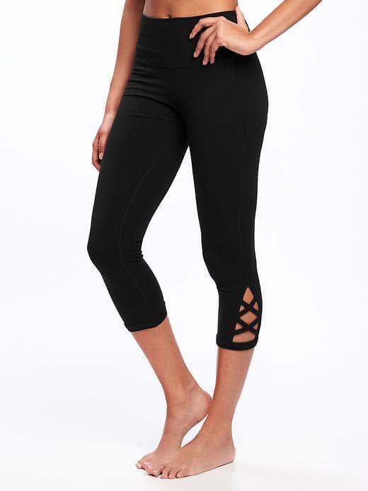 Old Navy Go Dry High Rise Cutout Crops For Women - Black