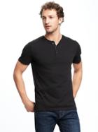 Old Navy Mens Jersey Henley For Men Black Size L