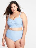 Old Navy Womens Plus-size Twist-front Long-line Swim Top Cooler Than Blue Size 4x