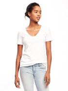 Old Navy Womens Slim-fit V-neck Tee For Women Calla Lilies Size M