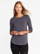 Old Navy Womens Luxe Curved-hem Crew-neck Tee For Women Dark Steel Size L