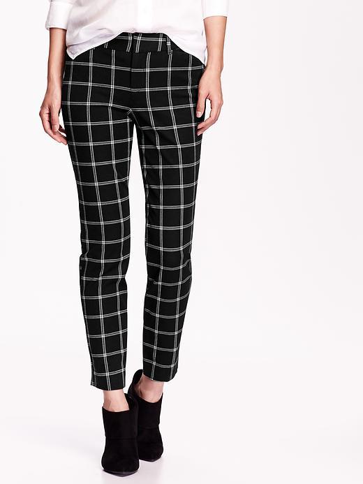 Old Navy The Pixie Mid Rise Ankle Pants Size 0 Regular - Black Plaid