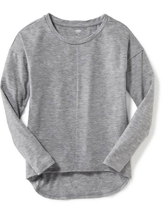 Old Navy Relaxed Seamed Hi Lo Drop Shoulder Tee - Medium Heather Gray