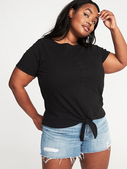 Old Navy Womens Relaxed Plus-size Tie-hem Top Black Size 3x