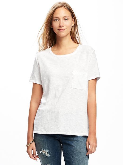 Old Navy Slub Knit Cropped Boyfriend Tee For Women - Cream