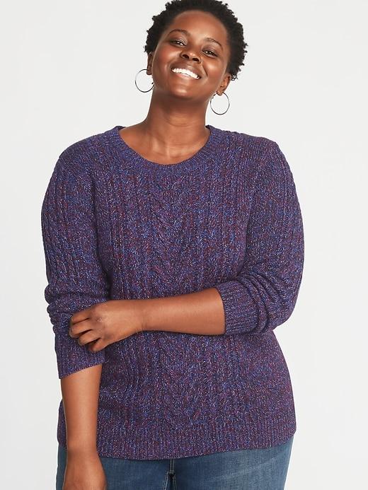 Old Navy Womens Plus-size Cable-knit Sweater Blue Marl Size 1x