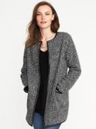 Old Navy Textured Jacquard Cardi Coat For Women - Black Marl