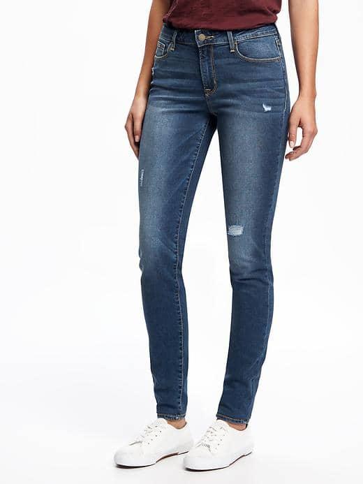 Old Navy Mid Rise Rockstar Destructed Skinny Jeans For Women - Darci