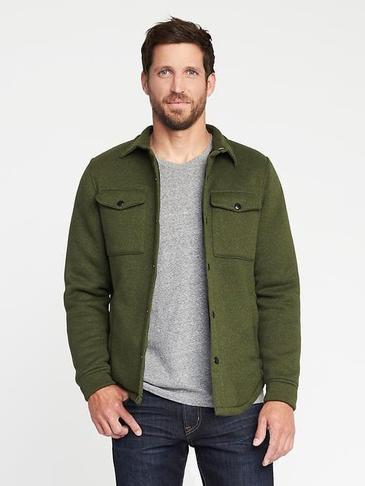 Old Navy Sweater Fleece Shirt Jacket For Men - Another Green World