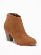 Old Navy Womens Sueded Block-heel Booties For Women Roasted Chestnut Size 10