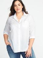 Old Navy Womens Classic Plus-size No-peek Button-front Shirt Bright White Size 1x