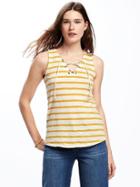 Old Navy Relaxed Lace Up Tank For Women - Lime Stripe