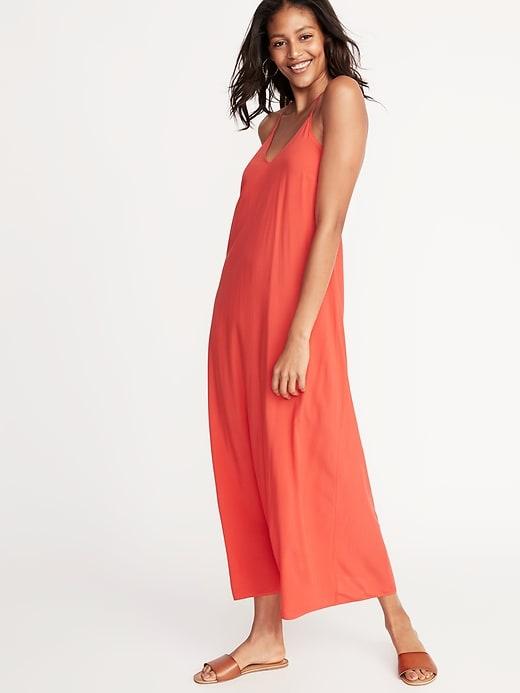 Printed V-neck Maxi Shift Dress For Women