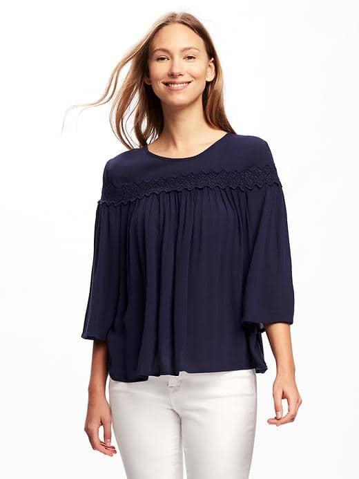 Old Navy Crinkle Gauze Swing Blouse For Women - Lost At Sea Navy