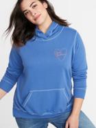 Graphic French Terry Hi-lo Hem Plus-size Pullover Hoodie