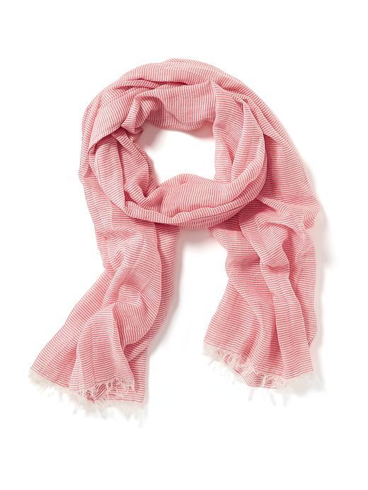 Old Navy Striped Raw Edge Scarf For Women - Warm Stripe