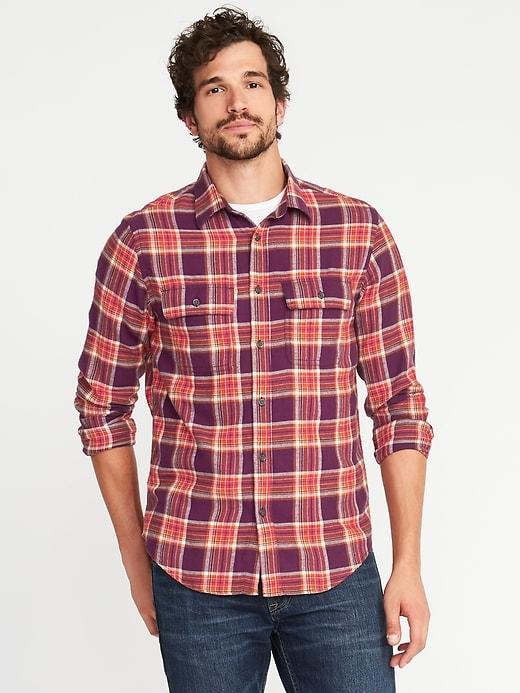 Old Navy Mens Regular-fit Built-in Flex Flannel Shirt For Men Sea Anemone Size Xxl