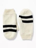 Old Navy Womens Sweater-knit Mittens For Women White Stripe Size One Size