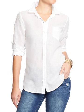 Old Navy Old Navy Womens Linen Blend Shirts - Bright White