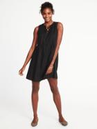 Old Navy Womens Sleeveless Pintuck Swing Dress For Women Black Size S