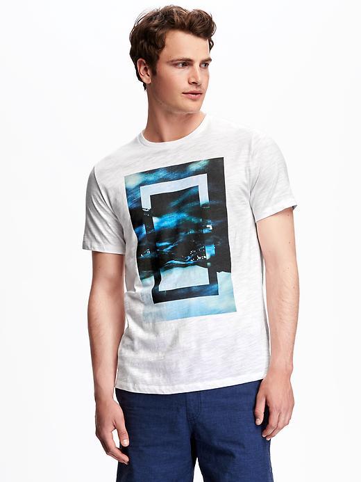 Old Navy Slub Knit Ocean Graphic Tee For Men - Bright White
