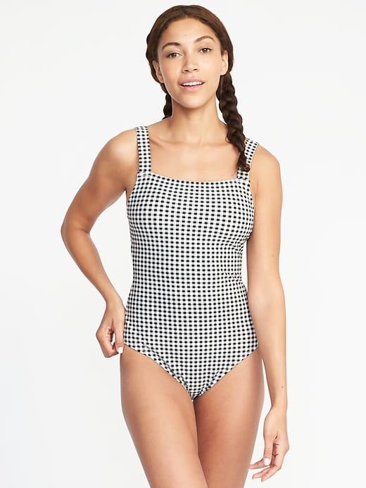 Old Navy Womens Square-neck One-piece Swimsuit For Women Gingham Size Xl