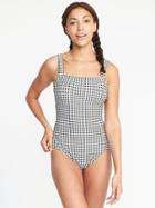 Old Navy Womens Square-neck One-piece Swimsuit For Women Gingham Size Xl