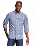 Old Navy Slim Fit Plaid Shirt For Men - In The Navy