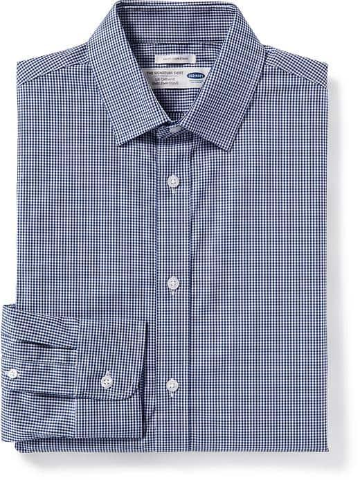 Old Navy Mens Slim-fit Built-in Flex Signature Non-iron Shirt For Men Blue It Off Size S