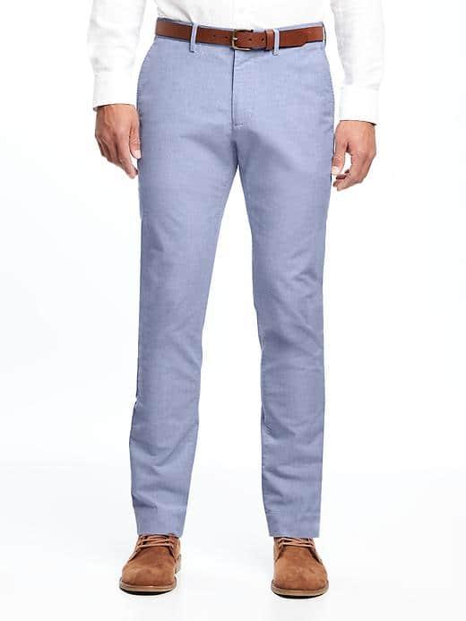 Old Navy Slim Signature Built In Flex Oxford Dress Pants For Men - Chambray Blue