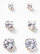 Old Navy  Rhinestone Stud Earrings 3-pack For Women Gold Size One Size