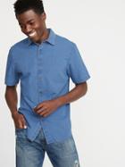 Slim-fit Indigo Dobby Micro-pattern Shirt For Men
