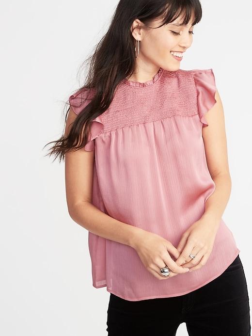 Old Navy Womens Sleeveless Ruffle-trim Swing Top For Women Mauving On Up Size Xs