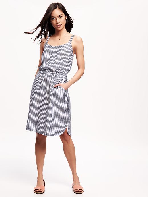 Old Navy Striped Linen Blend Cami Dress For Women - Blue Stripe