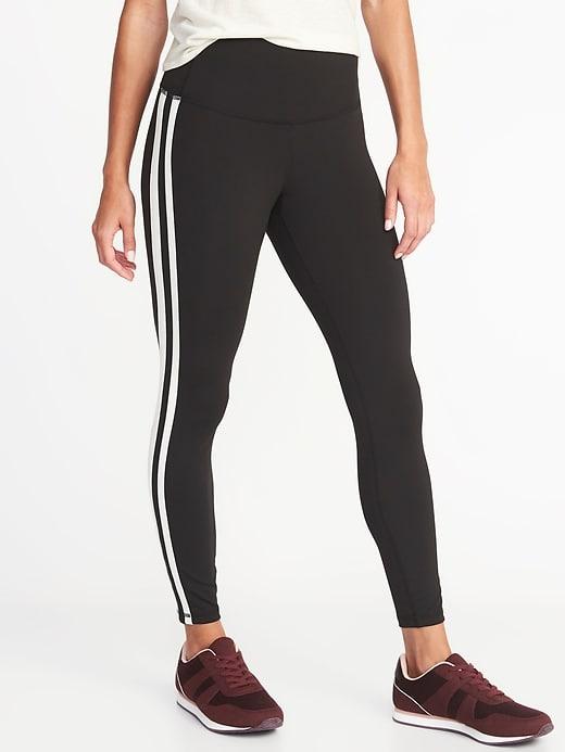 Old Navy Womens High-rise Side-stripe 7/8-length Compression Leggings For Women Black Size M