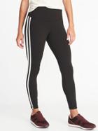 Old Navy Womens High-rise Side-stripe 7/8-length Compression Leggings For Women Black Size M