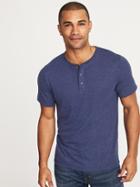 Old Navy Mens Linen-blend Henley For Men Pacific Blue Size Xl