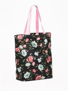 Old Navy Womens Canvas Tote For Women Black Wheat Floral Size One Size