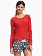 Old Navy Waffle Knit Tee For Women - Red Buttons