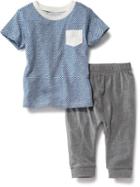 Old Navy Pocket Tee And Pants Two Piece Set - Blue Geometric