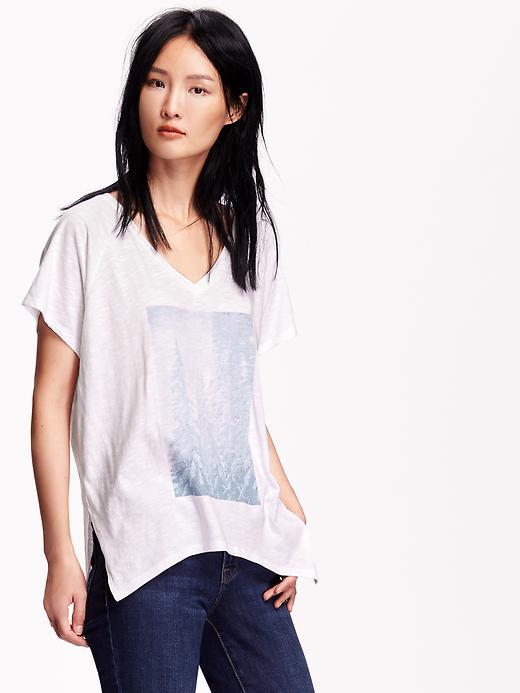 Old Navy Graphic Cocoon Tee Size L - White Trees