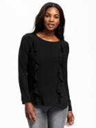 Old Navy Classic Ruffle Top Blouse For Women - Blackjack