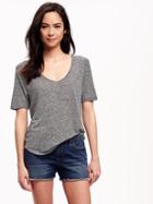Old Navy Relaxed Hi Lo Linen Blend Tee For Women - Dark Charcoal Gray