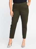 Old Navy Womens Mid-rise Smooth & Slim Plus-size Pixie Chinos Forest Floor Size 30