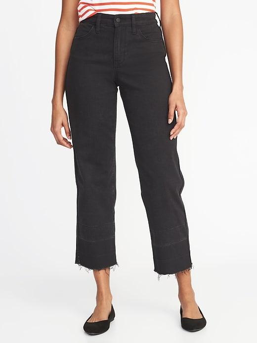 Old Navy Womens High-rise Wide-leg Released-hem Jeans For Women Black Size 10