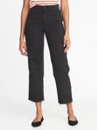 Old Navy Womens High-rise Wide-leg Released-hem Jeans For Women Black Size 10
